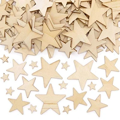 Image of Baker Ross FE532 Wooden Stars Pack of 180, Woodcrafts for Kids to Design, Paint, Decorate and then Use Embellishments or Card Crafts