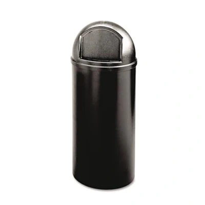 Image of Rubbermaid Commercial Products Marshal Classic Waste Bin Container with Retainer Bands 94.6 Litre Black FG817088BLA