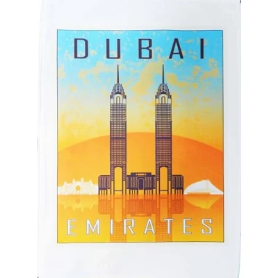 Image of Half a Donkey Dubai Vintage Style Travel Poster Large Cotton Tea Towel