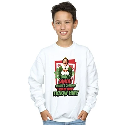 Image of Elf Boys OMG Santa Sweatshirt 12 13 Years White