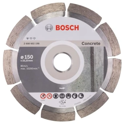 Image of Bosch Professional 1x Diamond Cutting Disc Standard for Concrete (for Concrete, Cellular Ø 150 x 22,23 2 10 mm, Accessories Angle Grinders)