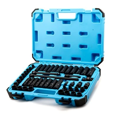 Image of Capri Tools 3/8 Inch Drive Master Impact Socket Set with Adapters and Extensions, Premium Chrome Molybdenum Steel, 48 Piece