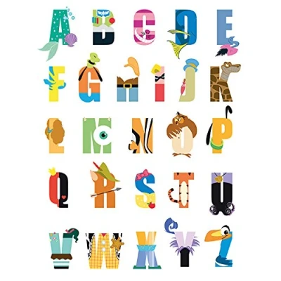 Image of Disney Alphabet Canvas Print, Polyester, Multi Colour, 40 x 50 cm
