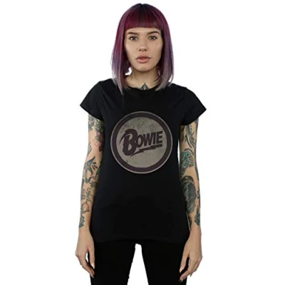 Image of David Bowie Women&#039;s Circle Logo T Shirt Black Large