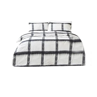 Image of The Linen Yard Mohair Check Duvet Cover Set, Natural/Black, 137 x 200 cm