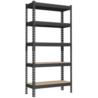 Image of SONGMICS 5 Tier Shelving Unit, Set of 2 Storage Shelves, for Garage, Boltless Assembly, Adjustable 30 x 75 150 cm, Load 875 kg, Shed Warehouse Basement Kitchen, Black GLR302B01