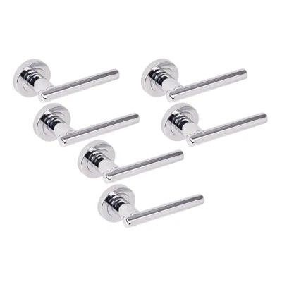 Image of HANDLEZONE® 3 Sets Solus Lever On Round Rose Door Handles, Internal Passage Latch Handles Polished Chrome