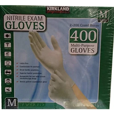 Image of Kirkland Signature Medium Nitrile Gloves, 2 x 200 Pack