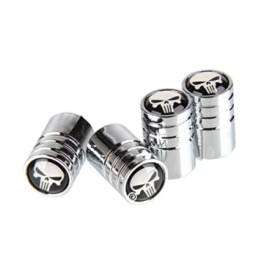 Image of Goliton® SKull Head Design Car Auto Tire Tyre Wheel Valve Dust Caps Cover Silver