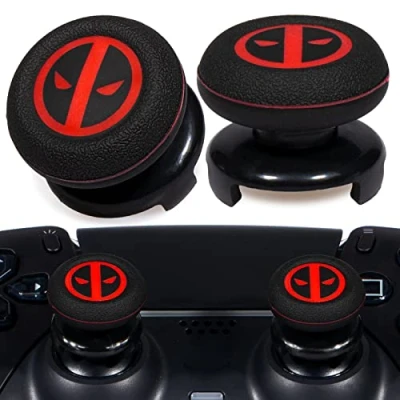 Image of Playrealm FPS Thumbstick Extender &amp; Printing Rubber Silicone Grip Cover 2 Sets for PS5 Dualsenese PS4 Controller (Immortal)