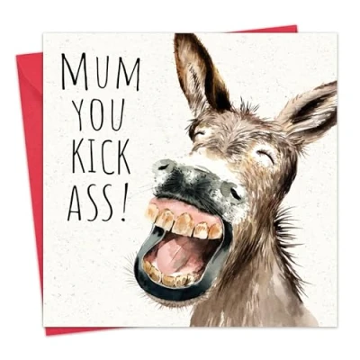 Image of Twizler Funny Mother&#039;s Day Card for Mum Donkey Happy Mothers from Son or Daughter Mothering Sunday Cards Mummy Mothersday Humour