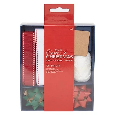Image of Create Christmas Gift Bows Kit Traditional, Embellish Wrapping with A Bow, Ribbon, And Curling Finish Off Bow For Your Hamper Box Cellophane or Wicker Basket