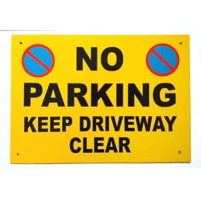 Image of No Parking Sign A4 A3 5mm Black Foamex Various Signs Yellow &amp; motif (A3 NoP KEEP DRIVEWAY CLEAR)