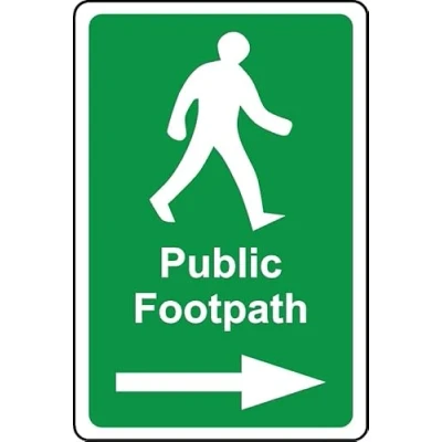 Image of Public Footpath Right Safety Sign 1mm Plastic (600mm x 400mm)