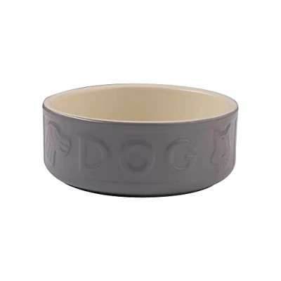 Image of Mason Cash Grey Lettered Dog Bowl 15cm