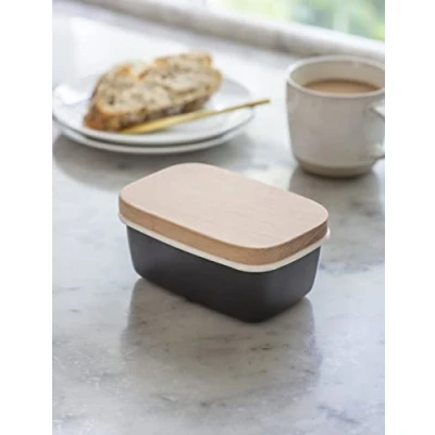 Image of Butter Dish with Wooden Lid
