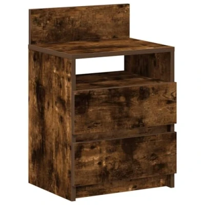 Image of vidaXL Bedside Cabinet/Nightstand Smoked Oak 2 Drawers, Engineered Wood, 40x33x60cm, Room for Modern Bedroom
