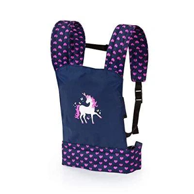 Image of Bayer Design 62254AA Baby Carrier for Girls, Boys, EasyCarry, Nuturing Dolls, Front and Back, Accessory, Seat, Adjustable, Blue with Unicorn