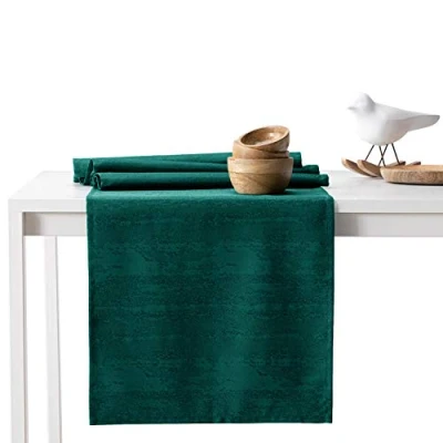 Image of AmeliaHome Table Runner 30 x 80 cm Lotus Effect Water Repellent Snakeskin Pattern Agate Green Vesta