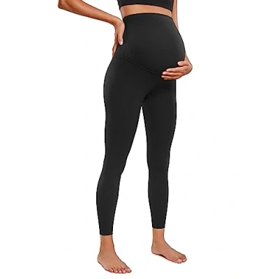 Image of CRZ Yoga Women&#039;s Butterluxe 25&quot; Maternity Leggings Over Bump Workout Pregnancy Soft Belly Support Pants Black 8