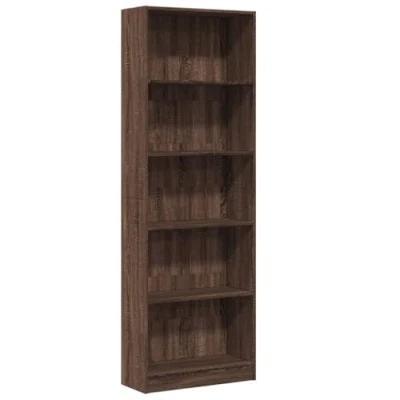 Image of vidaXL Bookcase Bookshelf Brown Oak 60x24x176 cm Engineered Wood Storage Cabinet Ample Open Compartment Shelves for Home or Office