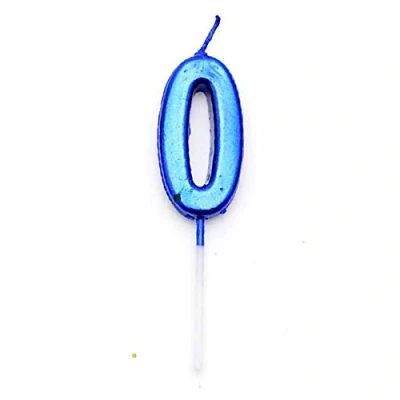 Image of SHATCHI Blue 0 Number Candle Birthday Wedding Anniversary New Year Party Cake Decorations Topper