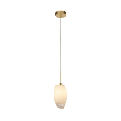 Image of Rocky 1 Light Celling Pendant, Satin Brass Metal &amp; Glass