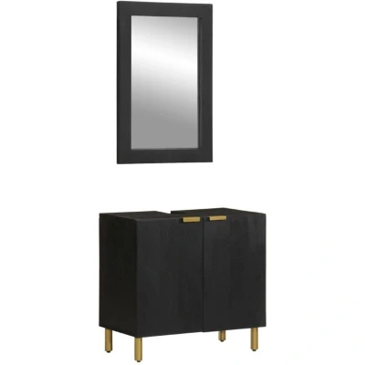 Image of vidaXL 2 Piece Bathroom Furniture Set Black Engineered Wood