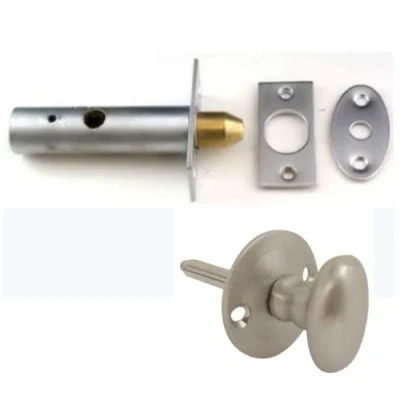 Image of Satin Chrome Oval Thumb Turn with Door Security 60mm Rack Bolt