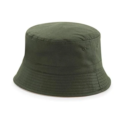 Image of Beechfield B686 Reversible Bucket Hat Olive Green/Stone S/M