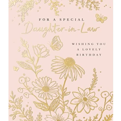 Image of Paperlink Special Daughter in Law Birthday Card Gold Flowers and Butterfies with Foil Finish Eco Friendly Recyclable