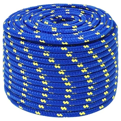 Image of vidaXL Durable Polypropylene Boat Rope 12mm 100m Easy to Knot and Handle Ideal for Sailing, Camping, Transportation, Boating, Dock Line Blue