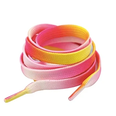 Image of 120cm Multi Coloured Pastel Ombre Rainbow Flat Shoe Laces For Trainers Skate Shoes, Hi Tops, Shoes Boots are 10mm wide