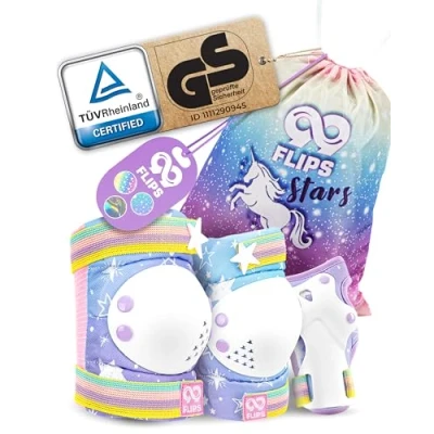 Image of 99FLIPS Knee Pads for Kids and Elbow Children Scooter Skate Size XS Rainbow