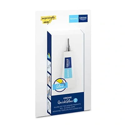 Image of GROHE QuickGlue S Set with 1 Glue, Alcohol Wipe for Shower Products, Curing Time 24 Hours, (Suitable Tiles, Marble, Stone, Glass, Concrete, Wood, Plastic and Metal), 41247000