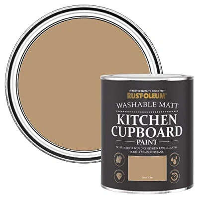 Image of Rust Oleum Brown Kitchen Cupboard Paint in Matt Finish Fired Clay 750ML