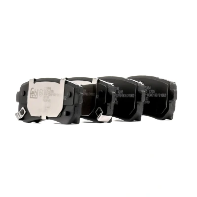 Image of 58302B2A50 Brake pad set FEBI BILSTEIN 116384 Rear Axle with acoustic wear warning anti squeak plate retaining spring holder