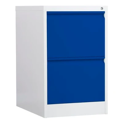 Image of Phoenix FC Series 2 Drawer Filing Cabinet Grey Body Blue Drawers with Key Lock FC1002GBK