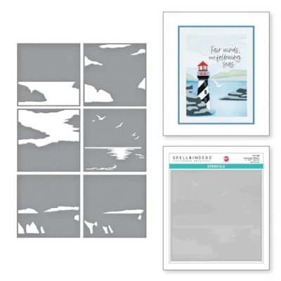 Image of Spellbinders STN 088 Uncharted Waters Stencil from The Fair Winds Collection by Dawn Woleslagle