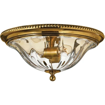 Image of Cambridge 2 Light Flush Mount Ceiling Burnished Brass, E27