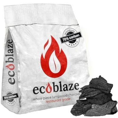 Image of Ecoblaze Whole Piece Lumpwood Charcoal Bag BBQ Restaurant Grade with minimum 70% of carbon 10KG