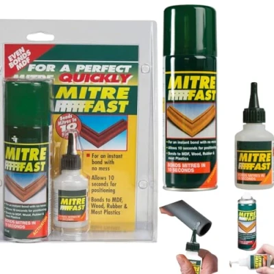 Image of Citystores® EB Mitre Fast Superglue 50g &amp; Activator Super Glue Bonding Kit Standard Adhesive Instant Bond 200ml