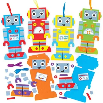 Image of Baker Ross FE388 Robot Bookmark Kits Pack of 5, Make Your Own Book Mark for Creative Arts and Crafts Projects, Learning to Read