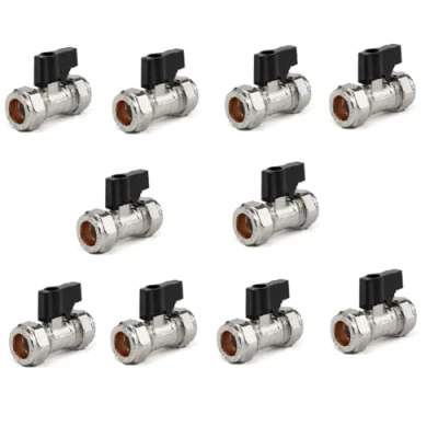 Image of TC 15mm Compression Isolation Valve with Black Lever Handle Thumb Turn Bolofix Isolating Pack of 10