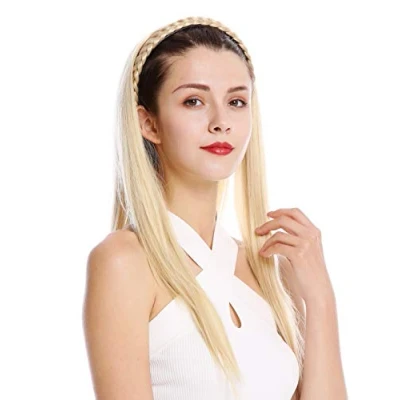 Image of WIG ME UP TYW60875H 26 Halfwig Hairpiece Extension with braided hair circlet hoop alice band long straight gold blond 27inch