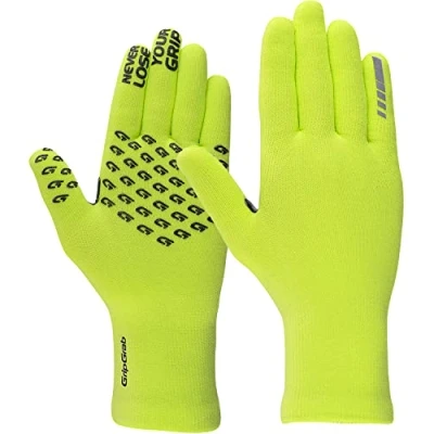 Image of GripGrab Waterproof Knitted Thermal Cycling Gloves Winter Anti Slip Windproof Full Finger Rain Protection Bicycle Glove