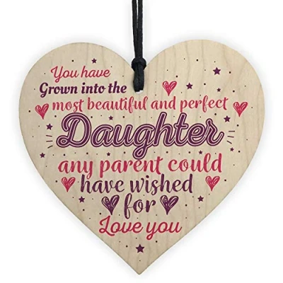 Image of RED OCEAN Handmade Daughter Gift Birthday For Wooden Heart Chic Sign Keepsake Poem Friendship