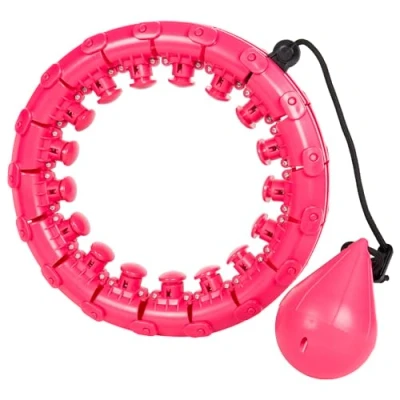 Image of ASAB Weighted Hula Hoop for Adults and Kids 360 Degree Spinning Ball Easy to Assemble Fitness Smart Adjustable Size 24 Knots Abdominal Exercise Detachable Ring Gymnastics (Pink)