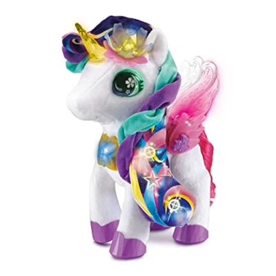 Image of VTech Myla the Blush and Bloom Unicorn Toy, Soft Toy for Kids with Interactive Accessories, Musical Sounds Sing Along Songs, Sensory Girls Boys Aged 5 Years +, English Version