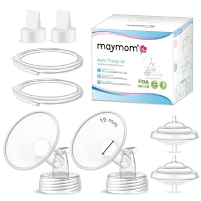 Image of Maymom Pump Parts Compatible with Spectra S2 S1 9 Plus Breastpump, Flange (19mm) Valve Tubing Backflow Protector, Not Original Replacement Accessories